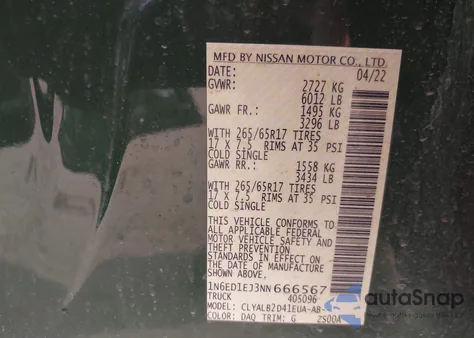 2022 Nissan Frontier Sv 4X2 z USA, uszkodzony, nr VIN 1N6ED1EJ3NN666567